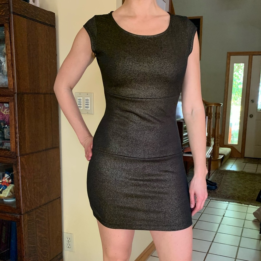 Like-new, BeBop black/bronze cocktail dress, Sm
